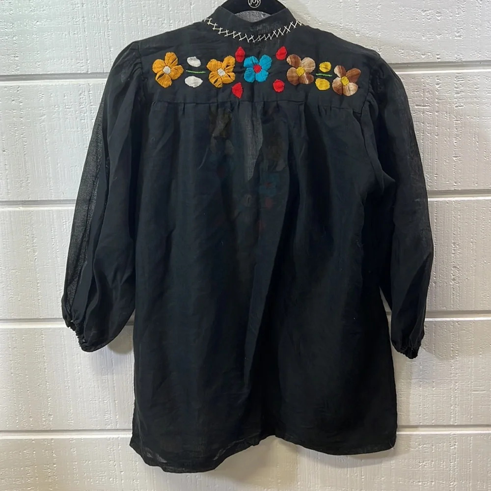 Vintage 1960/70 cotton voile embroidered tunic - Picture 3 of 3
